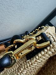 Loewe Medium Ola Bag In Raffia And Calfskin Beige - 26x18x13cm - 3