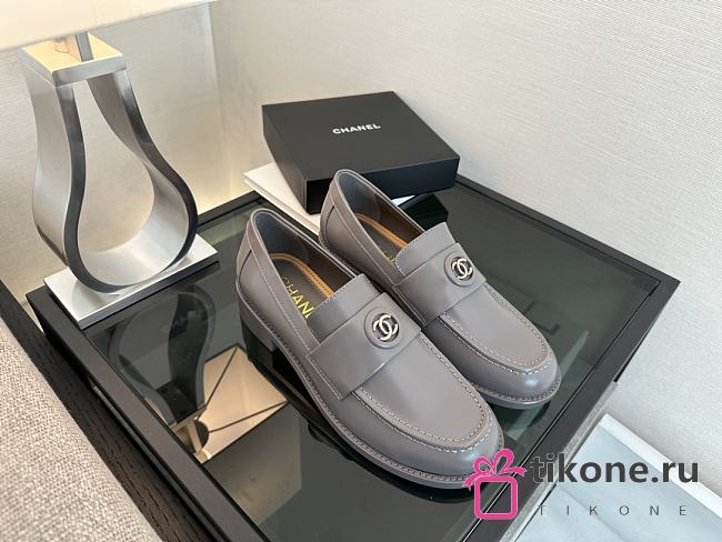Chanel Moccasins Calfskin Gray - 1