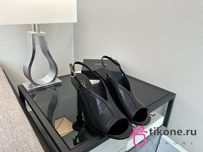 Chanel Sandals Shiny Crumpled Calfskin & Calfskin Black 105mm - 1
