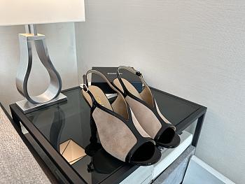 Chanel Sandals Suede Calfskin & Patent Calfskin Beige & Black 105mm