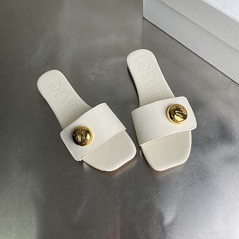 Loewe Pebble Slide In Soft Calfskin White/ Black/ Brown 