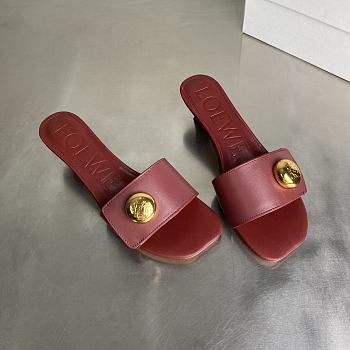 Loewe Pebble Slide In Soft Calfskin Red/ Black 4.5cm