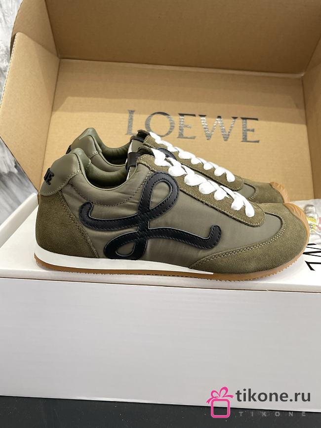 Loewe Ballet Runner 2.0 in Nylon and Calfskin Green - 1