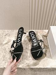 Loewe Petal Sandal In Suede And Rhinestones Black 4.5cm - 4