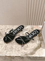 Loewe Petal Sandal In Suede And Rhinestones Black 4.5cm - 3