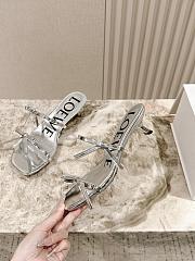 Loewe Petal Sandal In Metallic Calfskin Silver 4.5cm - 2