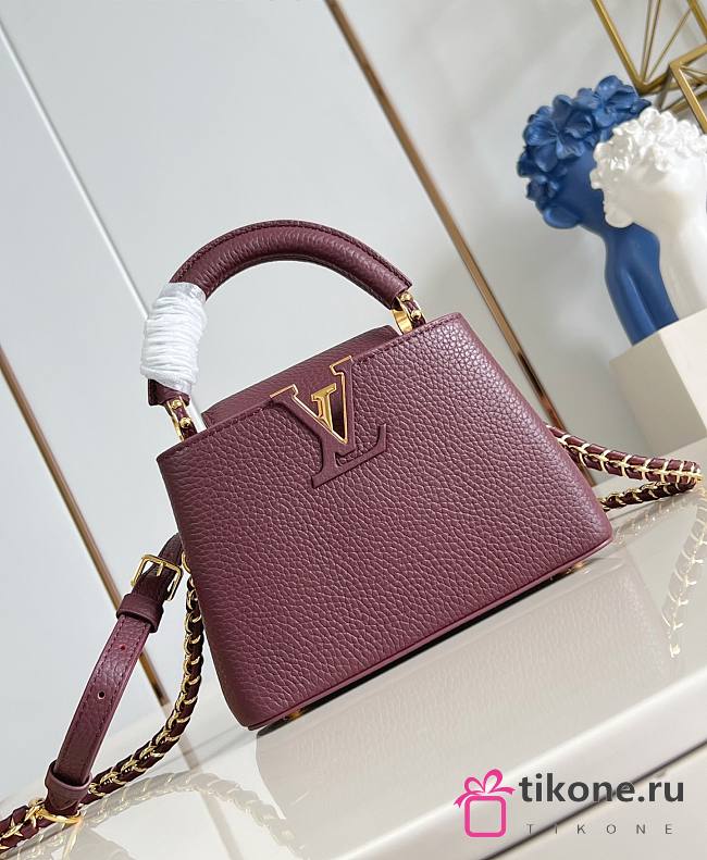 LV Capucines Mini Taurillon Leather Wine Red M25893 - 21x13.6x8cm - 1