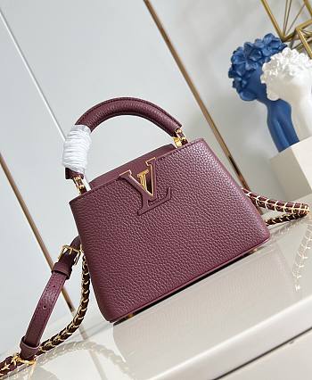 LV Capucines Mini Taurillon Leather Wine Red M25893 - 21x13.6x8cm