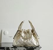 Chanel 25 Handbag Small Metallic Grained Calfskin & Gold Metal Light Gold - 30x26x14cm - 1
