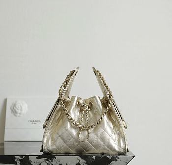 Chanel 25 Handbag Small Metallic Grained Calfskin & Gold Metal Light Gold - 30x26x14cm