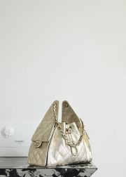 Chanel 25 Handbag Small Metallic Grained Calfskin & Gold Metal Light Gold - 30x26x14cm - 3