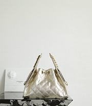 Chanel 25 Handbag Small Metallic Grained Calfskin & Gold Metal Light Gold - 30x26x14cm - 2
