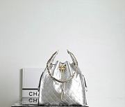 Chanel 25 Medium Handbag Grained Calfskin Gold Tone Metal Silver - 40x30x15cm - 6