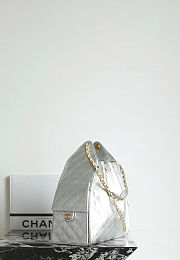 Chanel 25 Medium Handbag Grained Calfskin Gold Tone Metal Silver - 40x30x15cm - 4