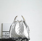 Chanel 25 Medium Handbag Grained Calfskin Gold Tone Metal Silver - 40x30x15cm - 3