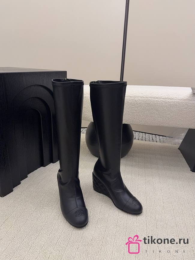 Chanel High Boots Calfskin Black 6.5cm - 1