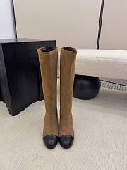 Chanel High Boots Suede & Calfskin Brown Black 6.5cm - 6