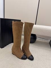 Chanel High Boots Suede & Calfskin Brown Black 6.5cm - 4