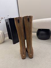 Chanel High Boots Suede & Calfskin Brown Black 6.5cm - 3