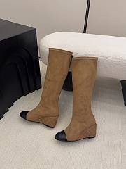 Chanel High Boots Suede & Calfskin Brown Black 6.5cm - 2