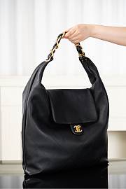 Chanel Maxi Hobo Bag Shiny Calfskin & Gold Tone Metal Black - 53x43x9cm - 6