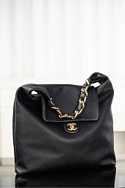 Chanel Maxi Hobo Bag Shiny Calfskin & Gold Tone Metal Black - 53x43x9cm - 4