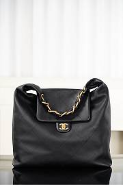 Chanel Maxi Hobo Bag Shiny Calfskin & Gold Tone Metal Black - 53x43x9cm - 2