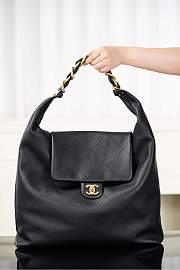 Chanel Maxi Hobo Bag Shiny Calfskin & Gold Tone Metal Black - 53x43x9cm - 1