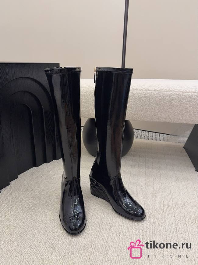 Chanel High Boots Patent Black 6.5cm - 1