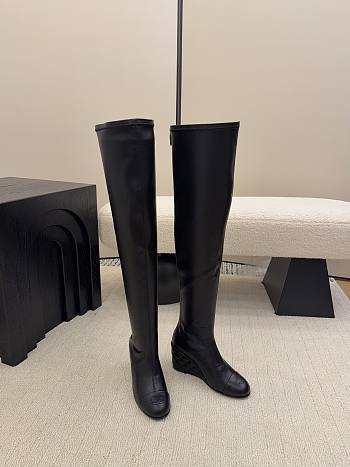 Chanel Thigh Boots Calfskin Black 6.5cm