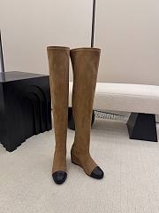 Chanel Thigh Boots Suede & Calfskin Brown Black 6.5cm - 1