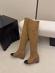 Chanel Thigh Boots Suede & Calfskin Brown Black 6.5cm - 5