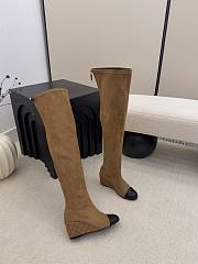 Chanel Thigh Boots Suede & Calfskin Brown Black 6.5cm - 3