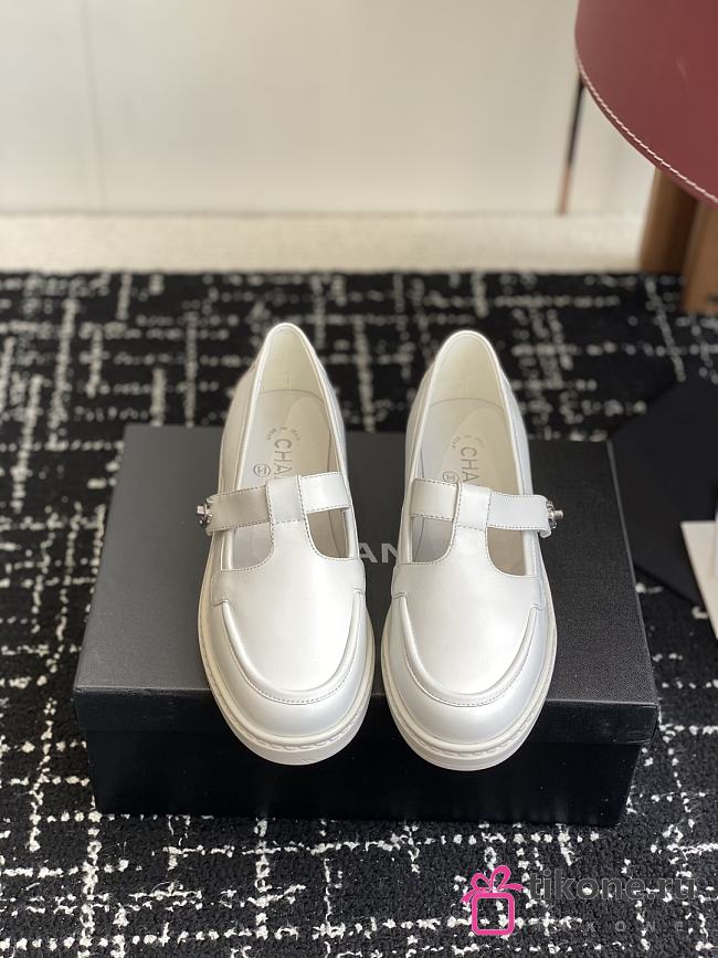 Chanel Moccasins Calfskin White 3cm - 1