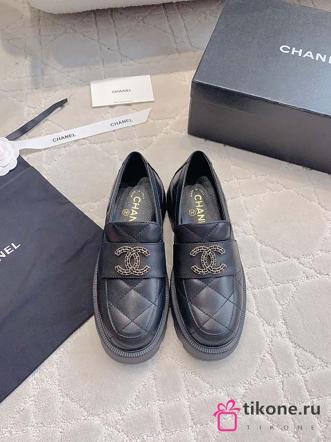 Chanel Moccasins Calfskin Black 4cm - 1