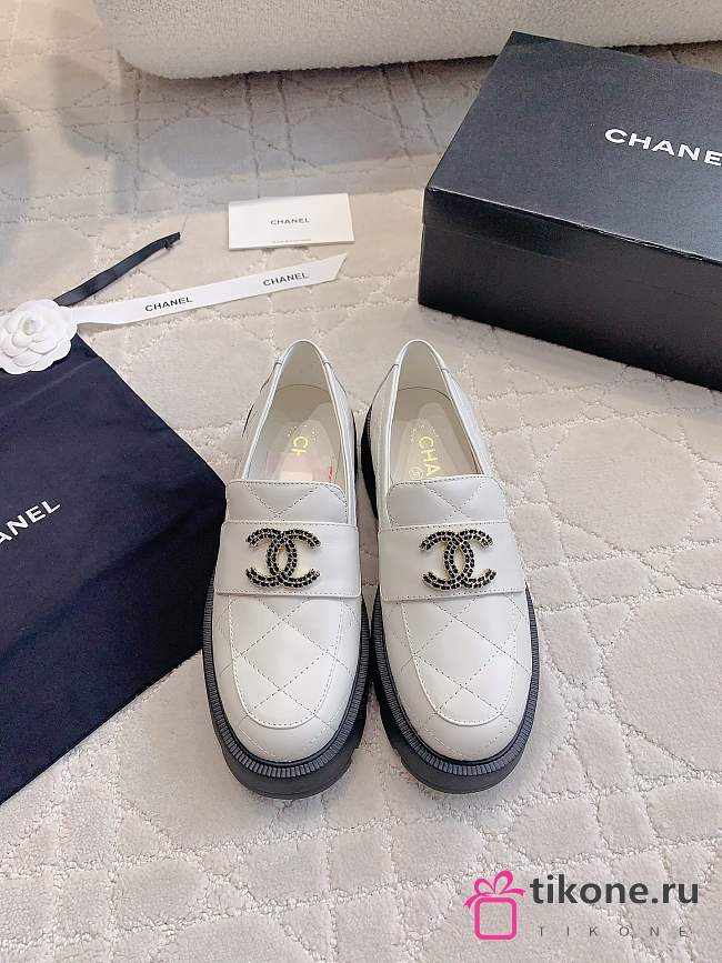 Chanel Moccasins Calfskin White 4cm - 1