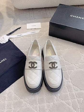 Chanel Moccasins Calfskin White 4cm