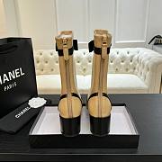 Chanel Short Boots Stretch Lambskin & Lambskin Beige Black 5cm - 6