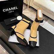 Chanel Short Boots Stretch Lambskin & Lambskin Beige Black 5cm - 5