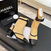 Chanel Short Boots Stretch Lambskin & Lambskin Beige Black 5cm - 3