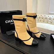 Chanel Short Boots Stretch Lambskin & Lambskin Beige Black 5cm - 4