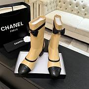 Chanel Short Boots Stretch Lambskin & Lambskin Beige Black 5cm - 2