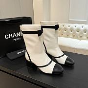 Chanel Short Boots Stretch Lambskin & Lambskin White Black 5cm - 6