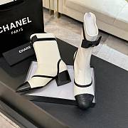 Chanel Short Boots Stretch Lambskin & Lambskin White Black 5cm - 5