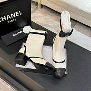 Chanel Short Boots Stretch Lambskin & Lambskin White Black 5cm - 2