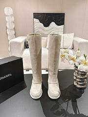 Chanel High Boots Suede Cream  - 1
