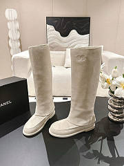 Chanel High Boots Suede Cream  - 6