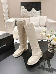 Chanel High Boots Suede Cream  - 5