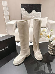 Chanel High Boots Suede Cream  - 4