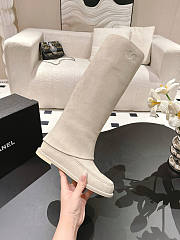 Chanel High Boots Suede Cream  - 2